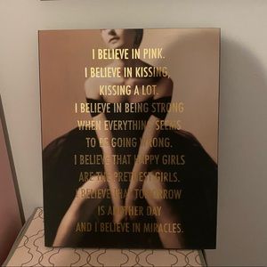 audrey hepburn i believe in pink quote canvas